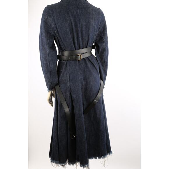 MARQUES ALMEIDA Navy Denim Collared Belted Long Trench Coat Size XS - Picture 16 of 16
